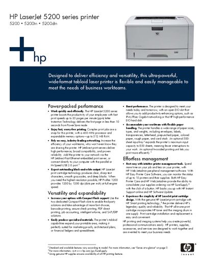 HP LaserJet 5200 series printer 5200 5200tn 5200dtn Manual - cover page