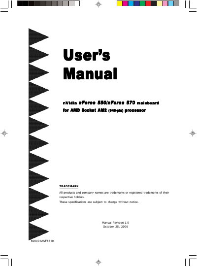 nVidia nForce 550inForce 570 motherboard user manual - cover page