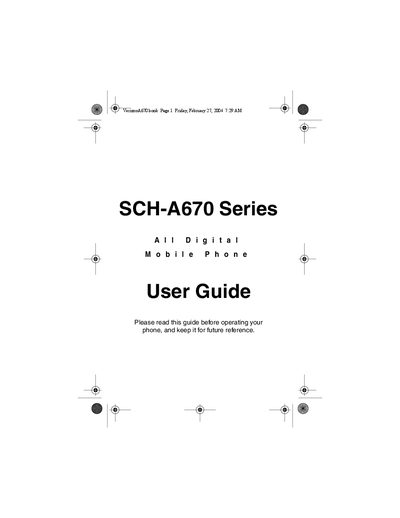 Samsung SCH-A670 Mobile Phone User Guide - cover page