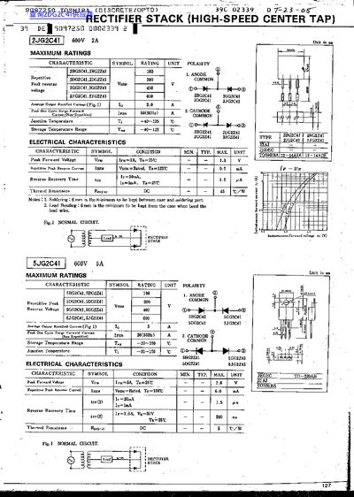 Toshiba 2JG2C41 High Speed Center Tap Rectifier Stack Datasheet - cover page