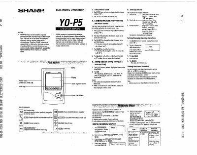 Sharp YOP5 Electronic Organizer Operation Manual
