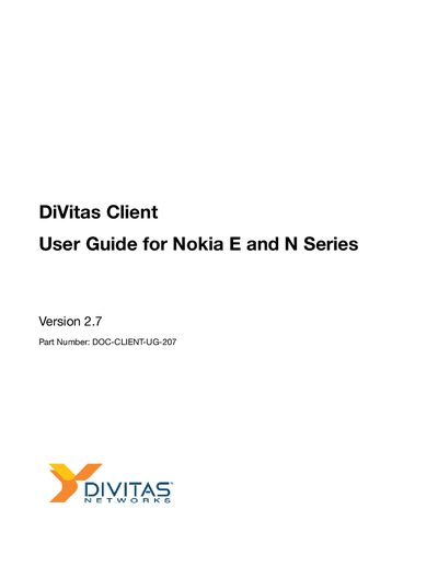 DiVitas Networks DiVitas Client User Guide for Nokia E and N Series - cover page