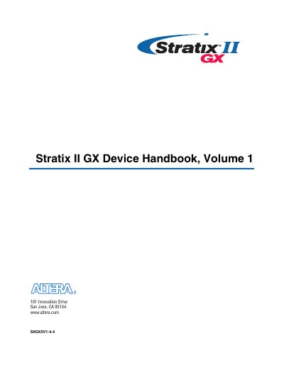 Altera Stratix II GX Device Handbook Volume 1 SIIGX5V1-4.4 - cover page