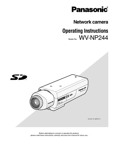 Panasonic WV-NP244 Network Camera Operating Instructions