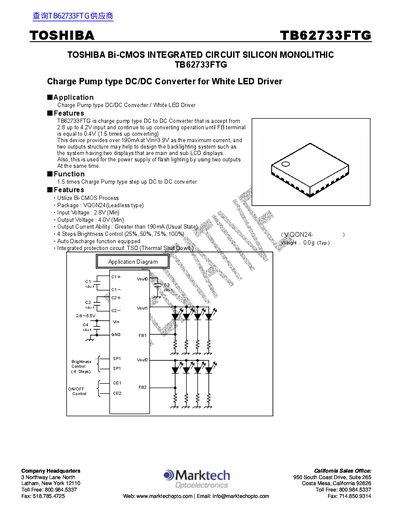 Toshiba TB62733FTG Bi-CMOS Integrated Circuit Datasheet - cover page