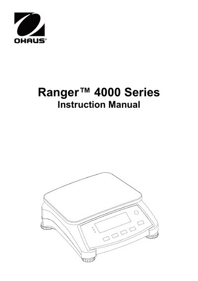 Ohaus Ranger 4000 Series Instruction Manual - cover page