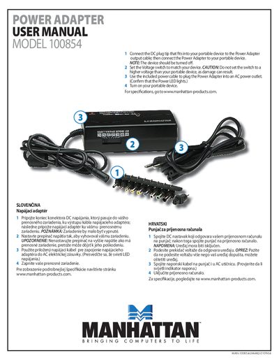 Manhattan 100854 Power Adapter User Manual - cover page