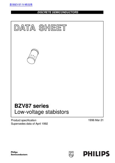 Philips BZV87 Series Low-Voltage Stabilizers Datasheet - cover page