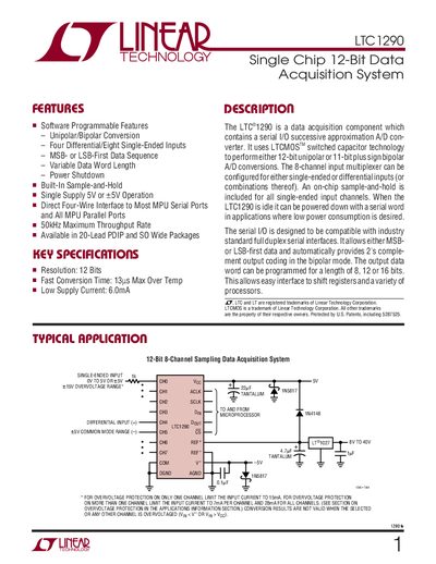 Linear Technology LTC1290 Datasheet - cover page