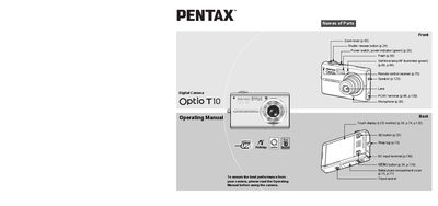 Pentax Optio T10 Digital Camera Operating Manual - cover page