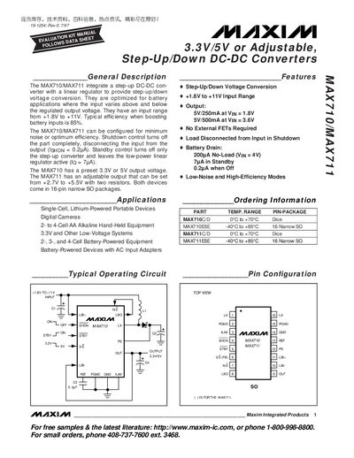 Maxim Integrated MAX710/MAX711 Step‑Up/Down DC‑DC Converter Datasheet - cover page