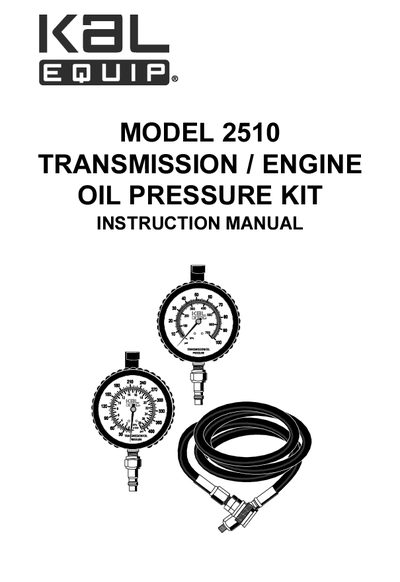 Actron Model 2510 Transmission/Engine Oil Pressure Kit Instruction Manual - cover page