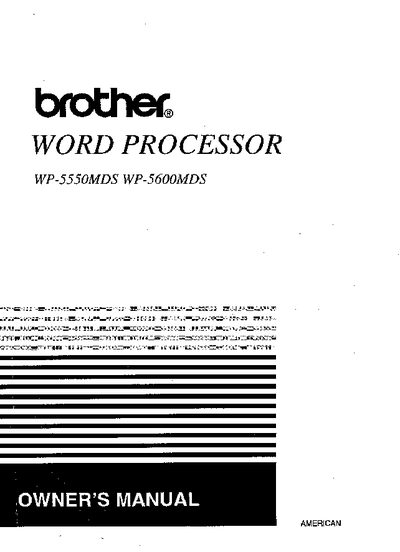 Brother WP-5550MDS/5600MDS Word Processor Owner's Manual - cover page