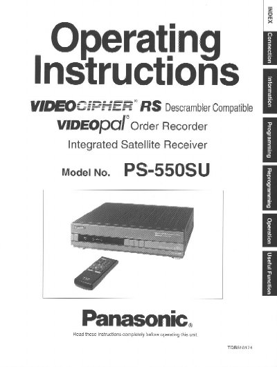 Panasonic PS-550SU Integrated Satellite Receiver Operating Instructions - cover page