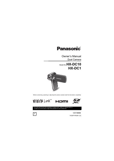 Panasonic HX-DC10 HX-DC1 Dual Camera Owner's Manual - cover page