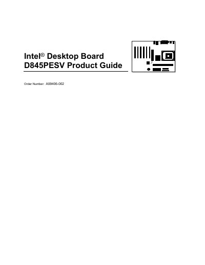 Intel D845PESV Desktop Board Product Guide - cover page