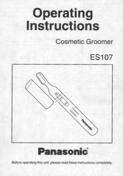 Panasonic ES107 Cosmetic Groomer Operating Instructions - cover page