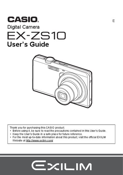 Casio EX-ZS10 Digital Camera User's Guide - cover page