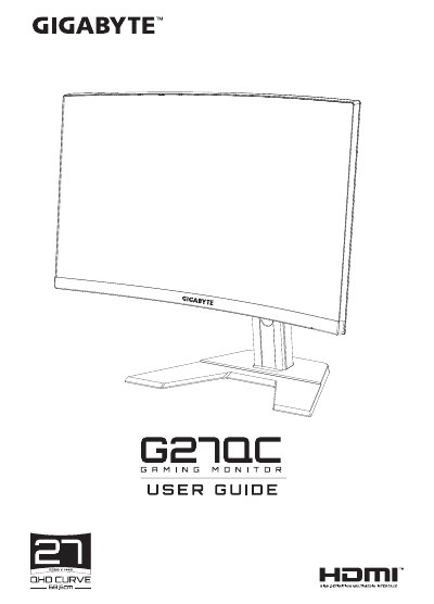 GIGABYTE G27QC LCD Monitor User Manual - cover page