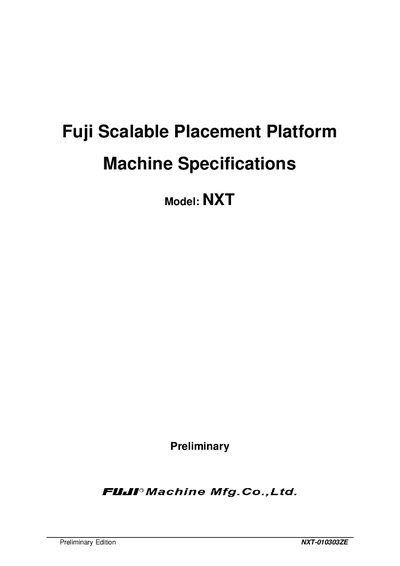 Fuji NXT-010303ZE Scalable Placement Platform Machine Specifications - cover page