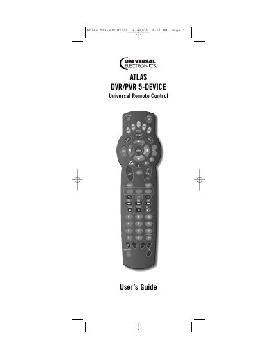 Atlas M1055 5-Device Universal Remote Control User Guide - cover page