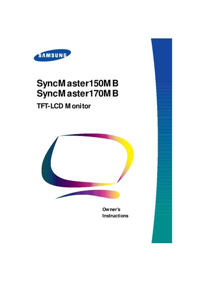 Samsung SyncMaster150MB / SyncMaster170MB TFT-LCD Monitor Owner’s Instructions - cover page
