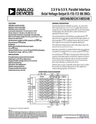 Analog Devices AD5346/AD5347/AD5348 DAC Datasheet