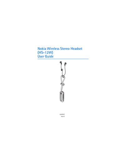 Nokia HS-12W Wireless Stereo Headset User Guide - cover page