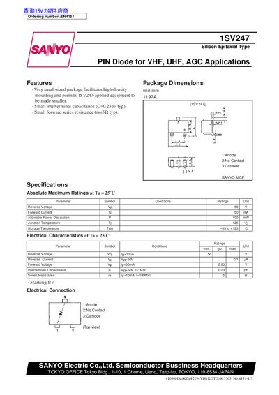 SANYO 1SV247 handbook - cover page
