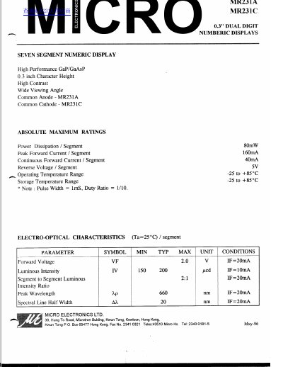 MICRO MI231A MI231C handbook - cover page