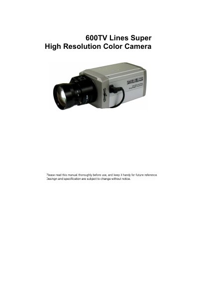 Sony 1600TV Lines Super High Resolution Color Camera Installation Manual - cover page
