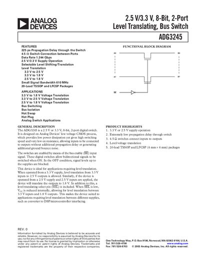 Analog Devices ADG3245 Datasheet - cover page