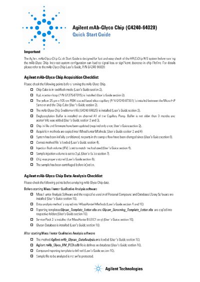 Agilent mAb-Glyco Chip Quick Start Guide - cover page