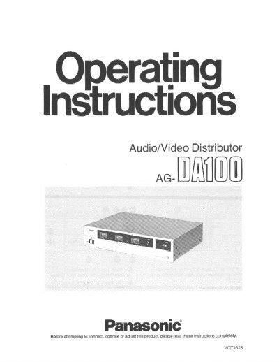 Panasonic AG-DA100 Audio/Video Distributor Instructions - cover page
