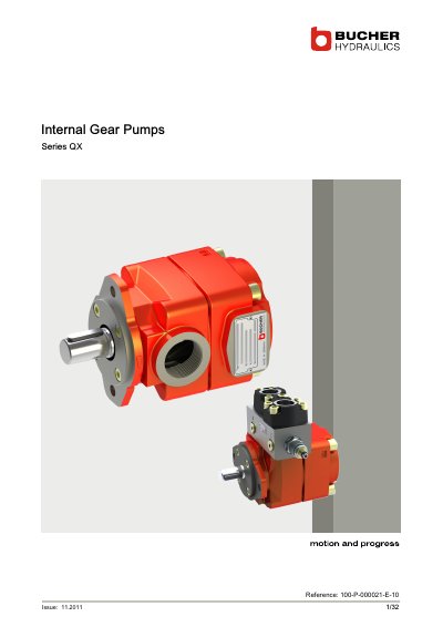 Bucher QX Series Internal Gear Pump Datasheet - cover page
