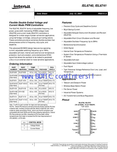 Intersil ISL6740/ISL6741 Datasheet - cover page