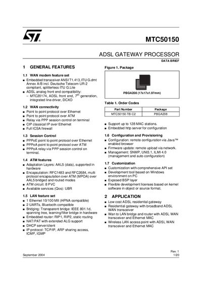 STMicroelectronics MTC50150 Datasheet - cover page