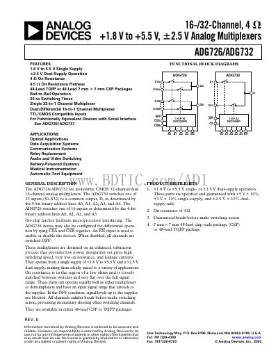 Analog Devices ADG726/ADG732 Datasheet - cover page