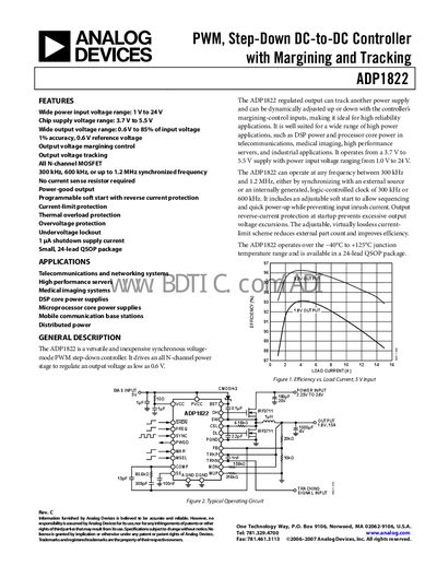 Analog Devices ADP1822 Step-Down DC-DC Controller Datasheet - cover page