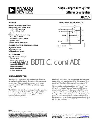 Analog Devices AD8205 Datasheet - cover page