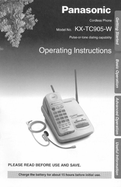 Panasonic KX-TC905-W Cordless Phone Operating Instructions - cover page