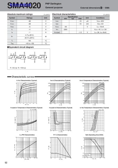 SMA SMA4020 PNP Darlington Transistor Datasheet - cover page
