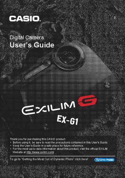 Casio EX-G1 Digital Camera User's Guide
