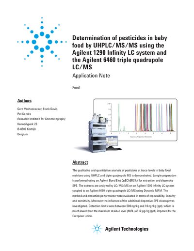 Agilent 1290 Infinity LC and 6460 LC/MS Pesticide Determination Application Note - cover page