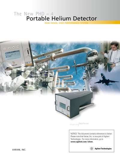 Varian PHD-4 Portable Helium Detector Product Leaflet