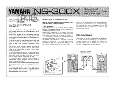 Yamaha NS-300X Speaker System User Manual - cover page