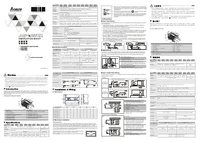 Delta DVP-ES/EX Series PLC Installation Manual - cover page