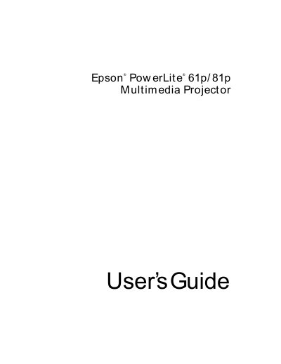 Epson PowerLite 61p/81p User Manual