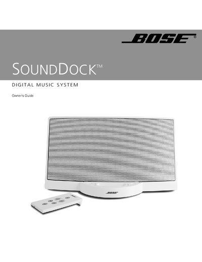 Bose SoundDock Owner's Guide - cover page