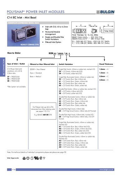 Bulgin Polysnap Power Inlet Modules Product Leaflet - cover page